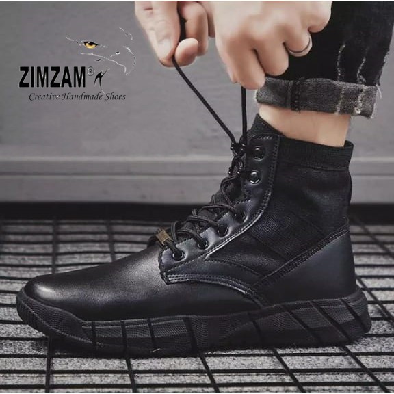 Sepatu ZimZam Safety Boots PDL WEBA Tactical Low CROWN ZERO Sepatu Pria Kulit Asli