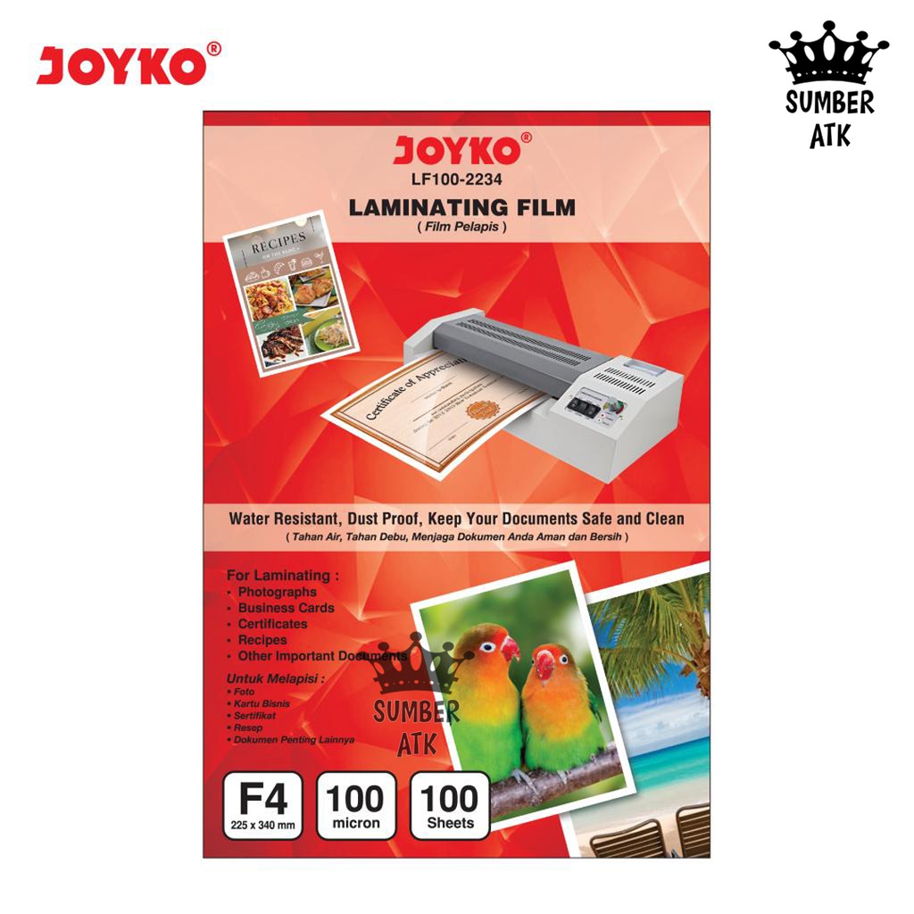 

Laminating Film / Plastik Laminating Joyko LF100-2234 F4