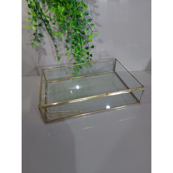 Box hampers terarium kaca / kotak seserahan rustic