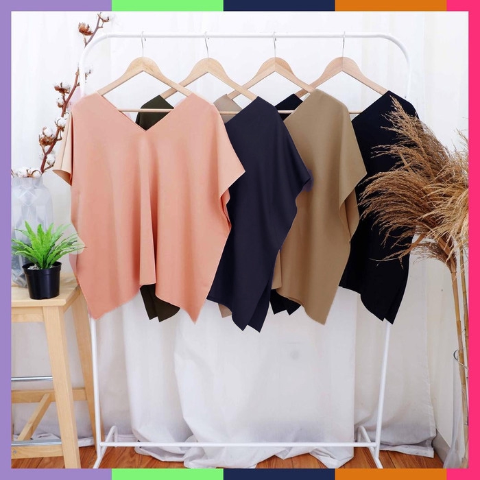 Blouse wanita batwing tangan pendek 10024