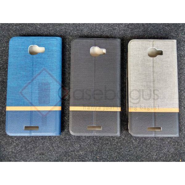 Stripe Leather Flip Case Book Cover - Alcatel Flash Plus 2