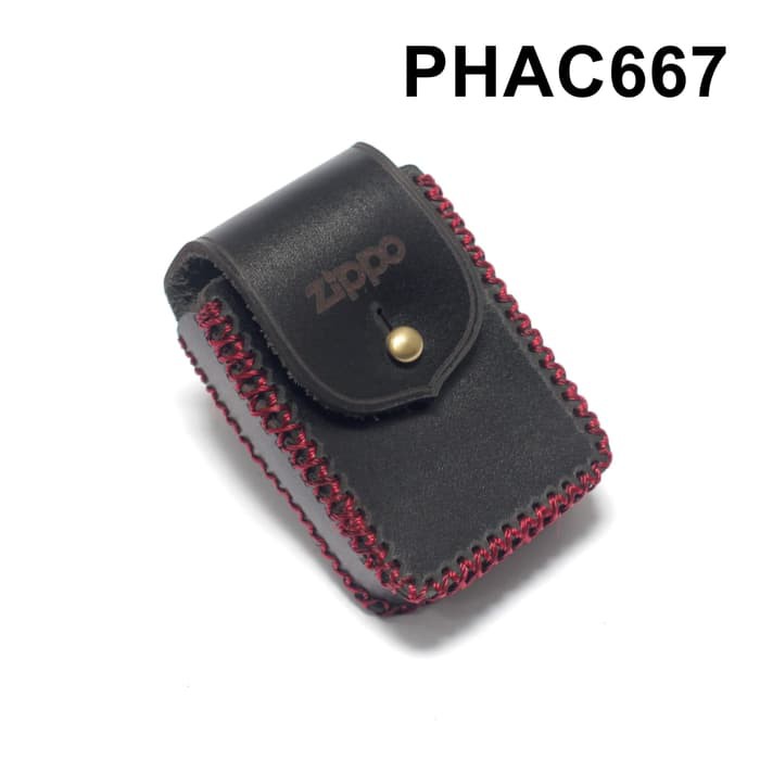 sarung zippo kulit asli anyam - zippo lighter case - hitam - PHAC667