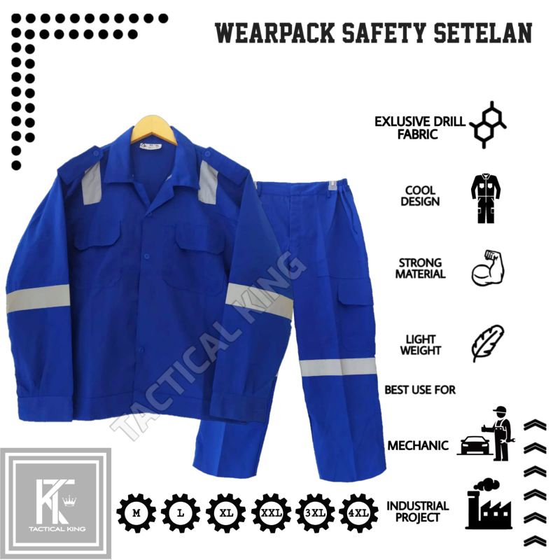 Setelan Wearpack Safety / 1 Set Kemeja Atasan dan Celana Safety / Seragam Proyek