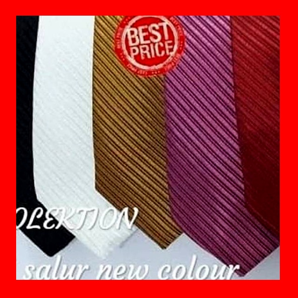 Dasi pria garis salur hitam putih gold emas merah maroon ready