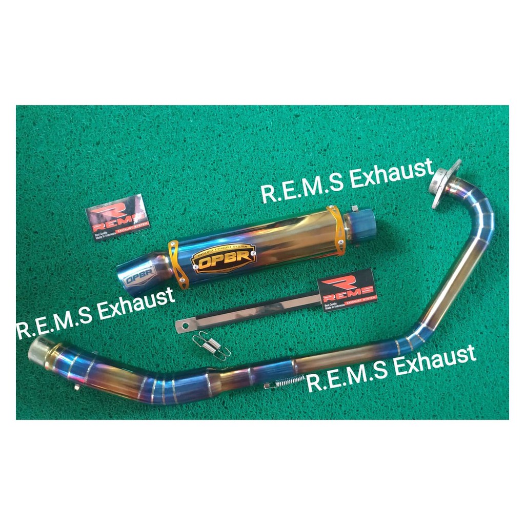 KNALPOT OPBR FULLSET LEHER FULL STAINLES BLUEGOLD Vixion Sonic Satria FU Mx King150 Mx135 new DLL