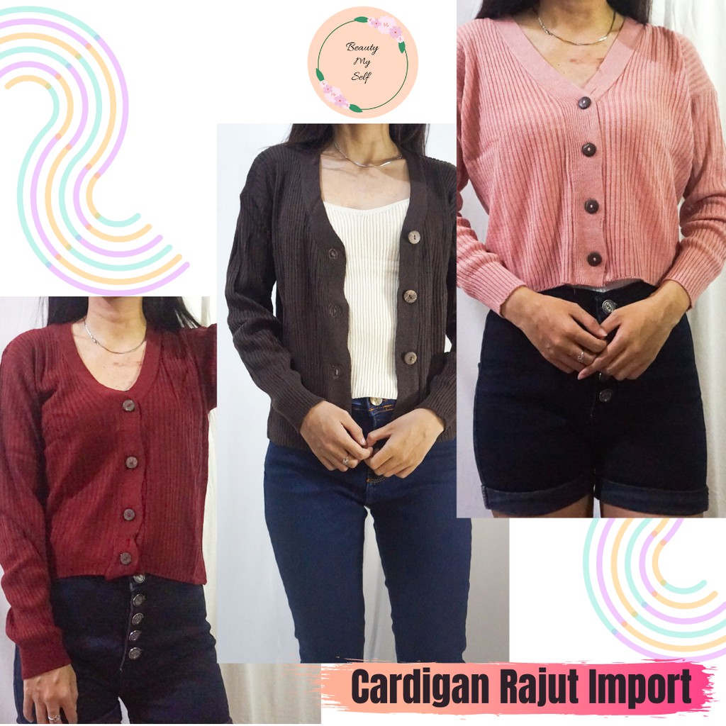 Beauty My Self / Kardigan Crop Rajut Korea Import/ Cardigan Korea Style