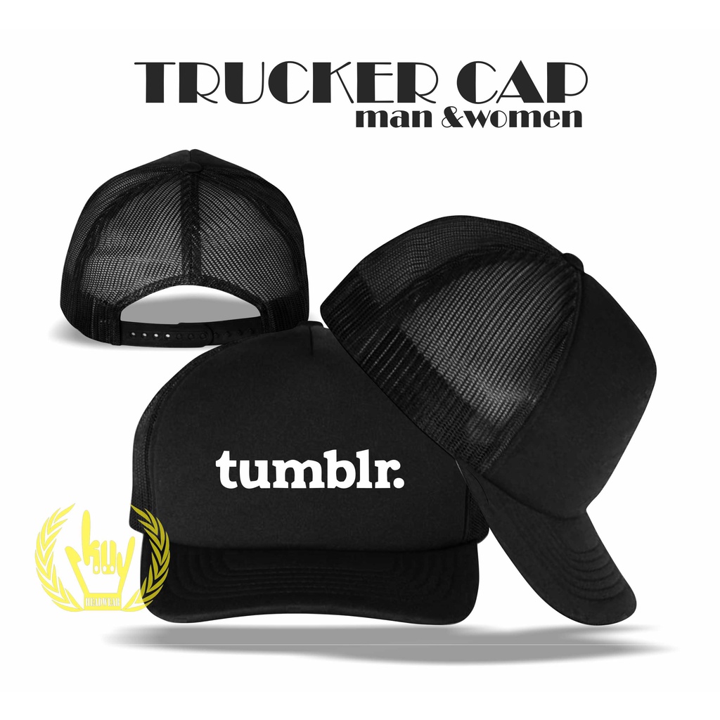 Topi Pria Jaring Trucker Hitam Original Custom Topi Trucker Motif Sablon Tumblr