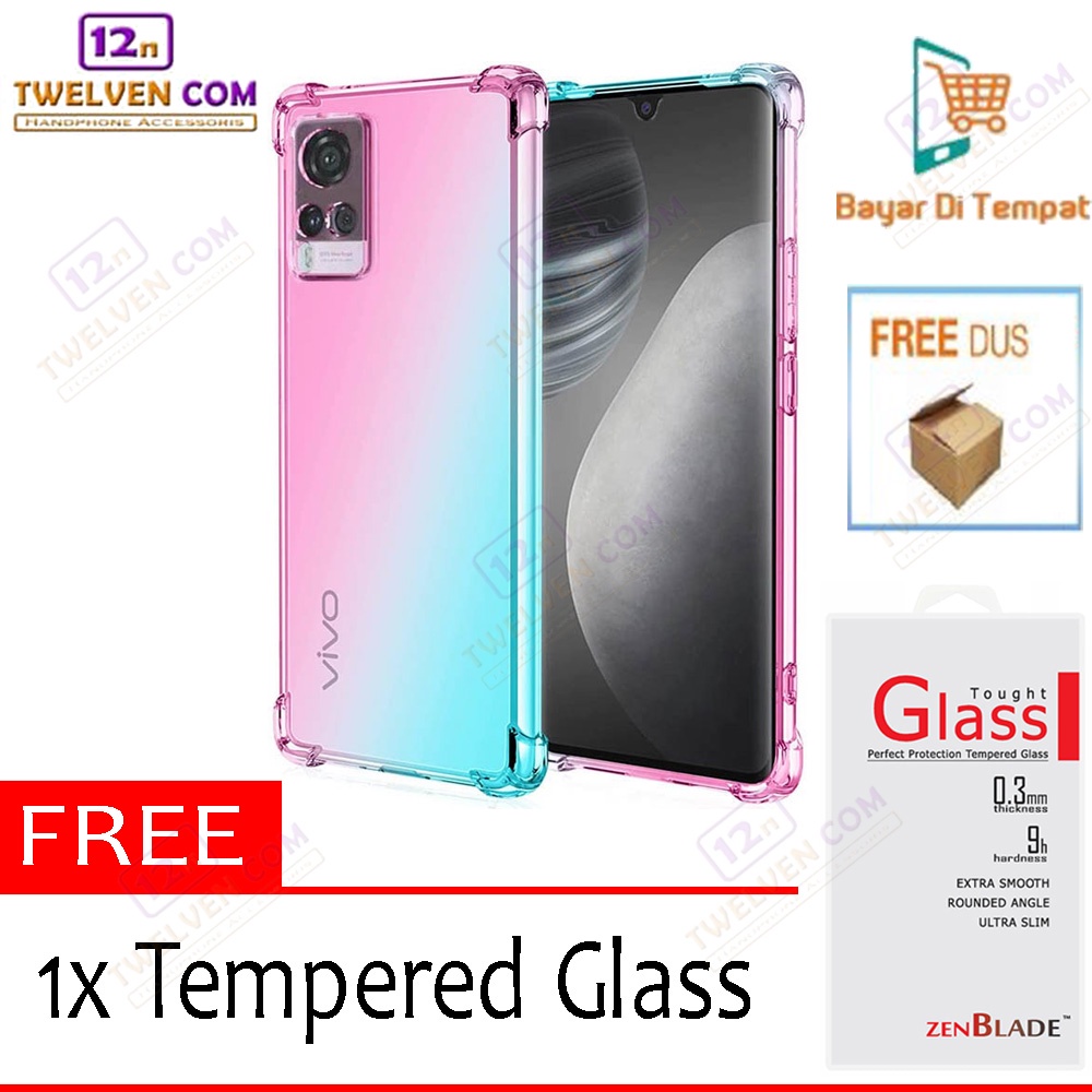 Case Anti Crack Softcase Casing Vivo V21 4G / 5G - Free Tempered Glass