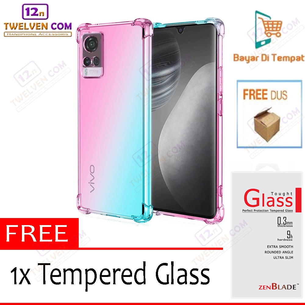 [FLASH SALE] Case Anti Crack Anti Shock Softcase Vivo V21 4G / 5G - Free Tempered Glass