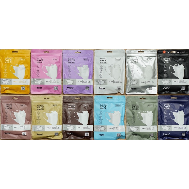 Masker duckbill Shumu & Careion ziplock warna isi 10 pcs - duckbill shumu warna isi 10 pcs