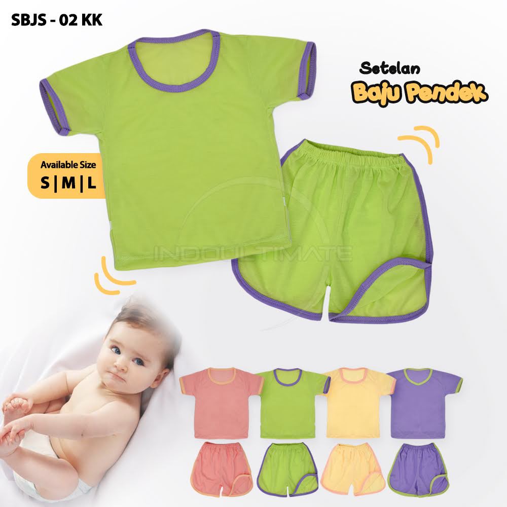 Setelan Baju Bayi Lengan Pendek + Celana Pendek Kaos Bayi Newborn Baru Lahir SBJS-02KK Pakaian Bayi