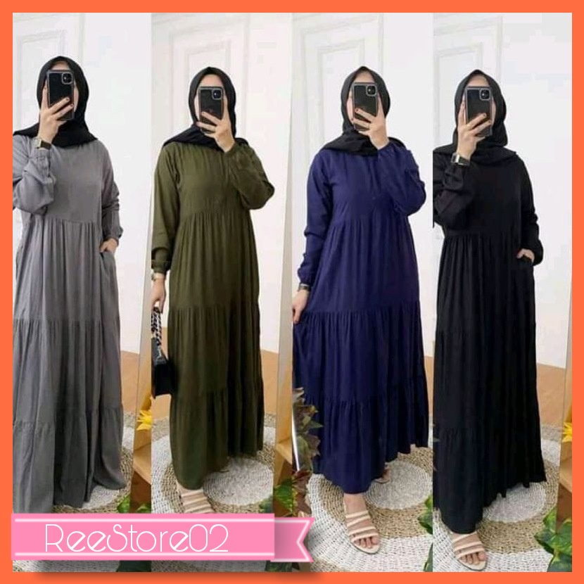 (COD)BAJU GAMIS-GAMIS SUSUN RAYON POLOS-GAMIS RAYON RESLETING BUSUI