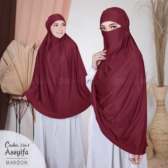 Order Langsung khimar bergo cadar 2 in 1 hijab jilbab assyifa terbaik
