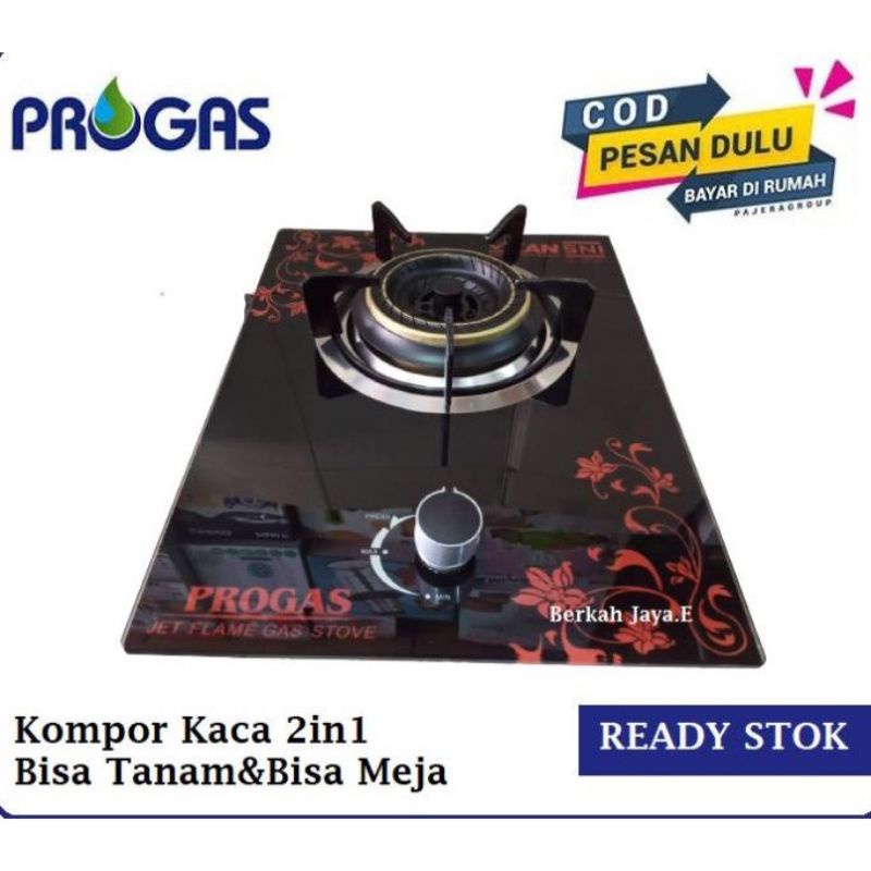 KOMPOR PROGAS 1 TUNGKU KACA BISA TANAM DAN DI ATAS MEJA