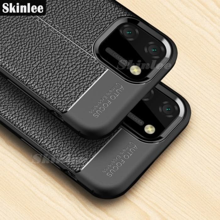 Case Realme Narzo 20 Soft Case Auto Focus Leather Premium Casing + Tempered Glass Anti Gores Layar