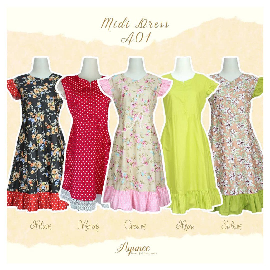 DASTER PREMIUM BAHAN KATUN JEPANG ORI TOKAI PREMIUM MIDI DRESS A01 BUSUI FRIENDLY