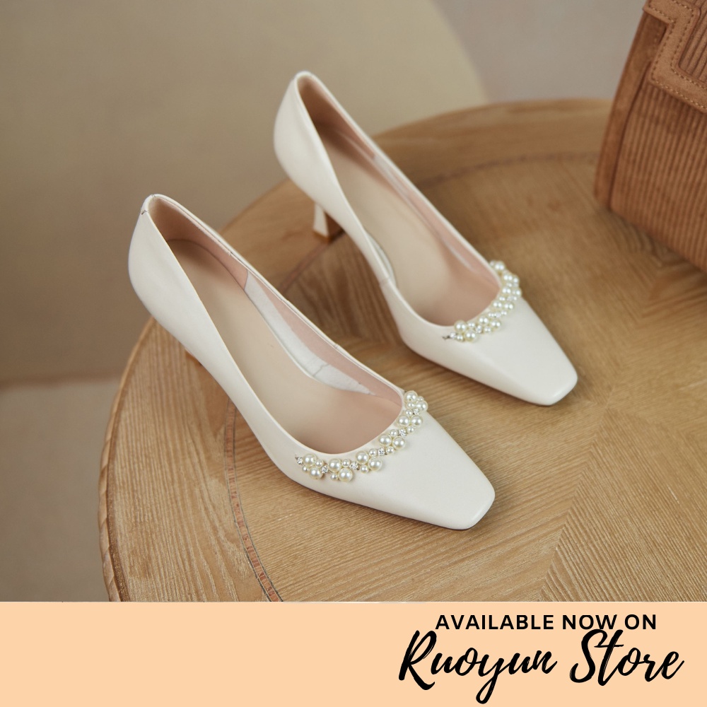 RYS - Pearly Gloss Sepatu Heels Slip-On Fashion Wanita Fashion Casual / Pesta - Ori Import