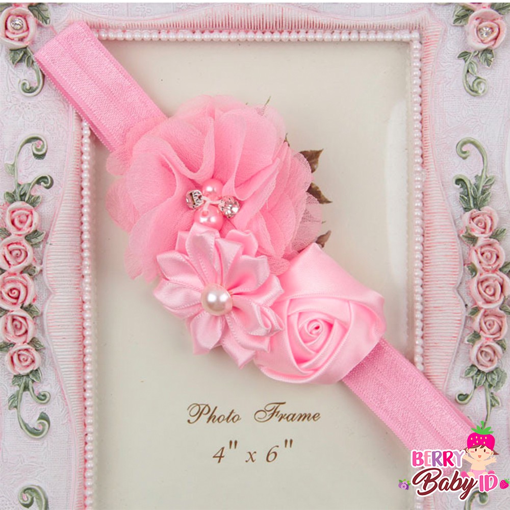 YooBerry Pita Anak Bando Bandana Bayi Korea Rose Pearl Diamond Sachi Baby SAA006 Berry Mart