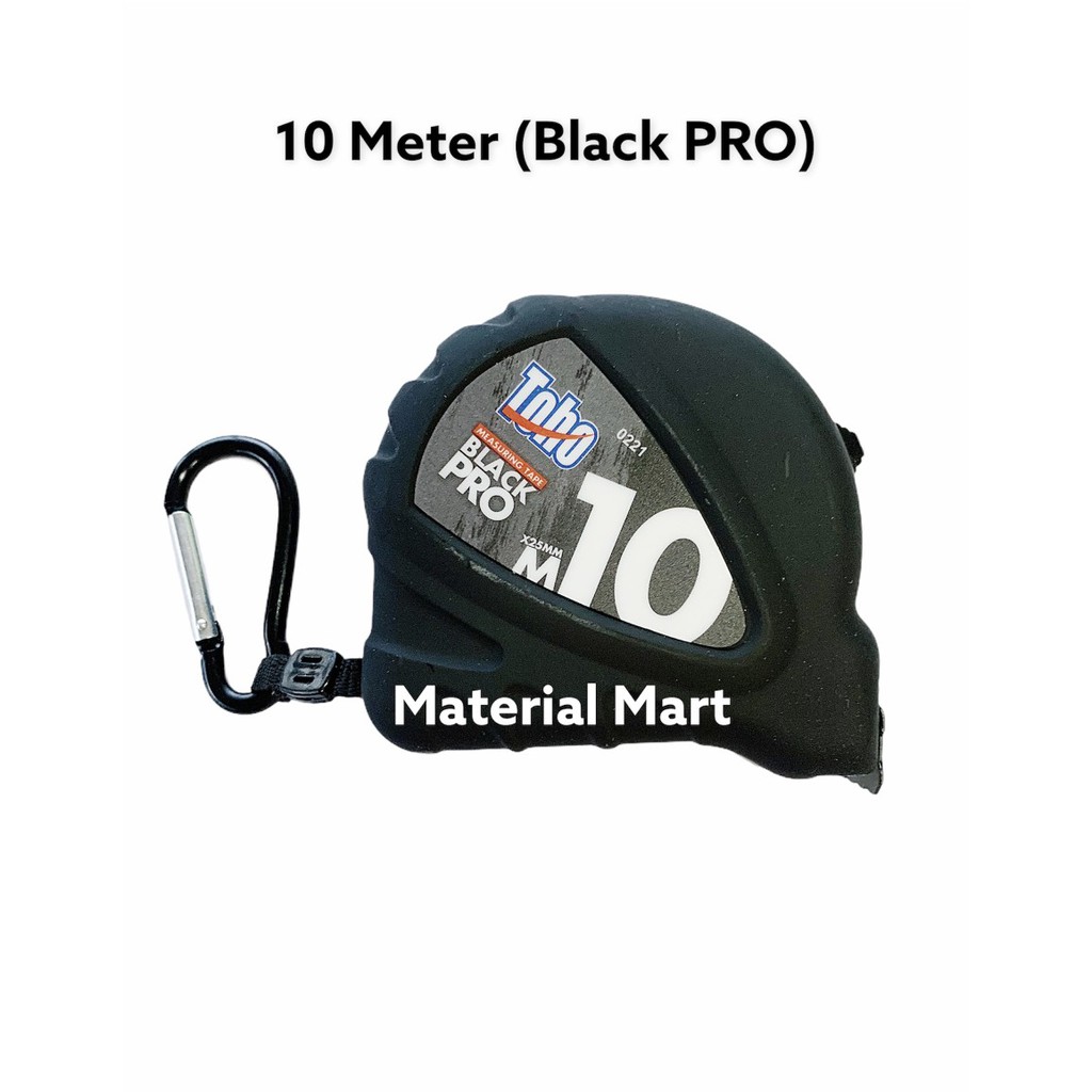 Meteran Toho 10m BLACK PRO (ORI) 10 Meter | Alat Ukur Plat 10 m Hitam | Material Mart