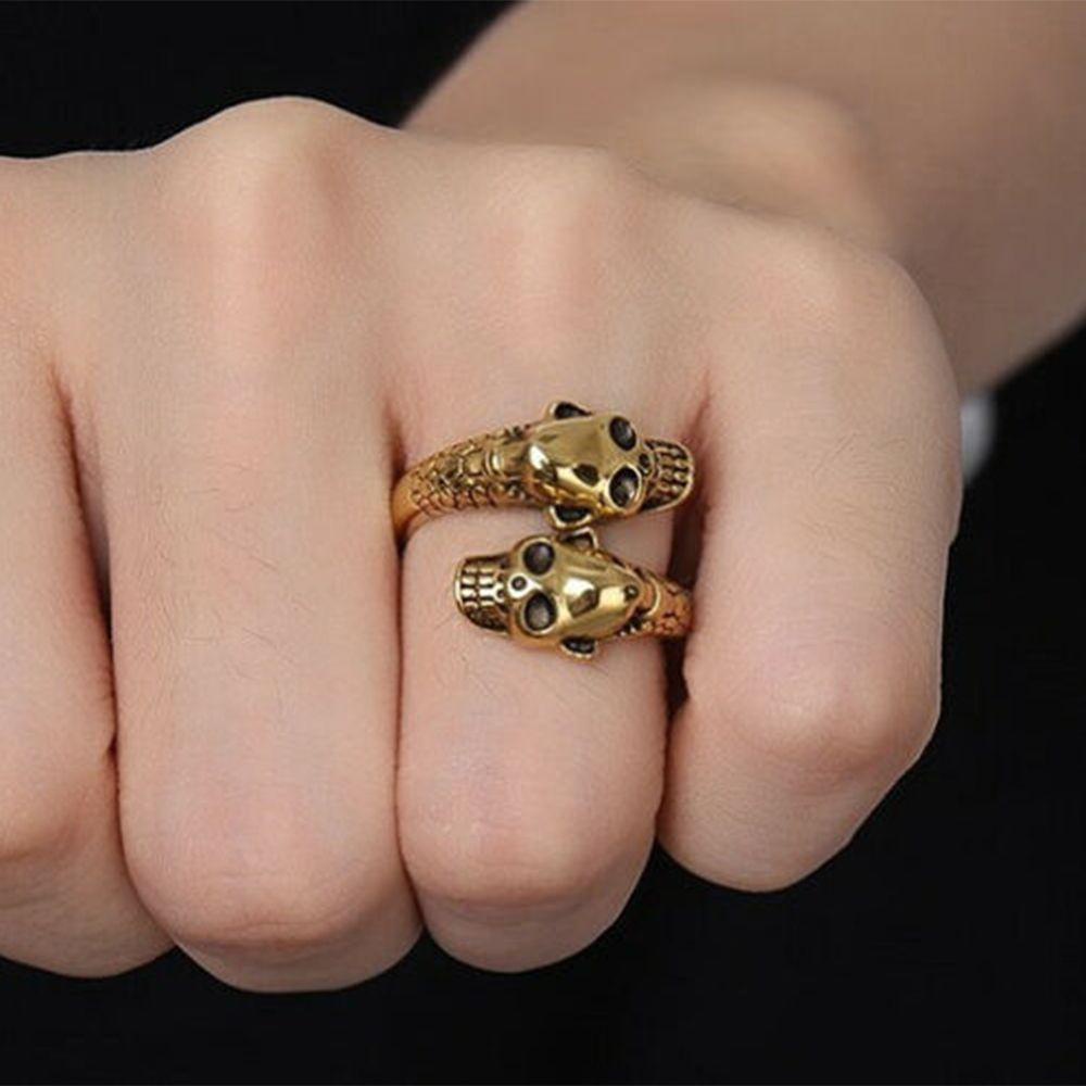 Cincin Kepala Tengkorak SOLIGHTER Rock Rap Finger Jewelry Pria Keren