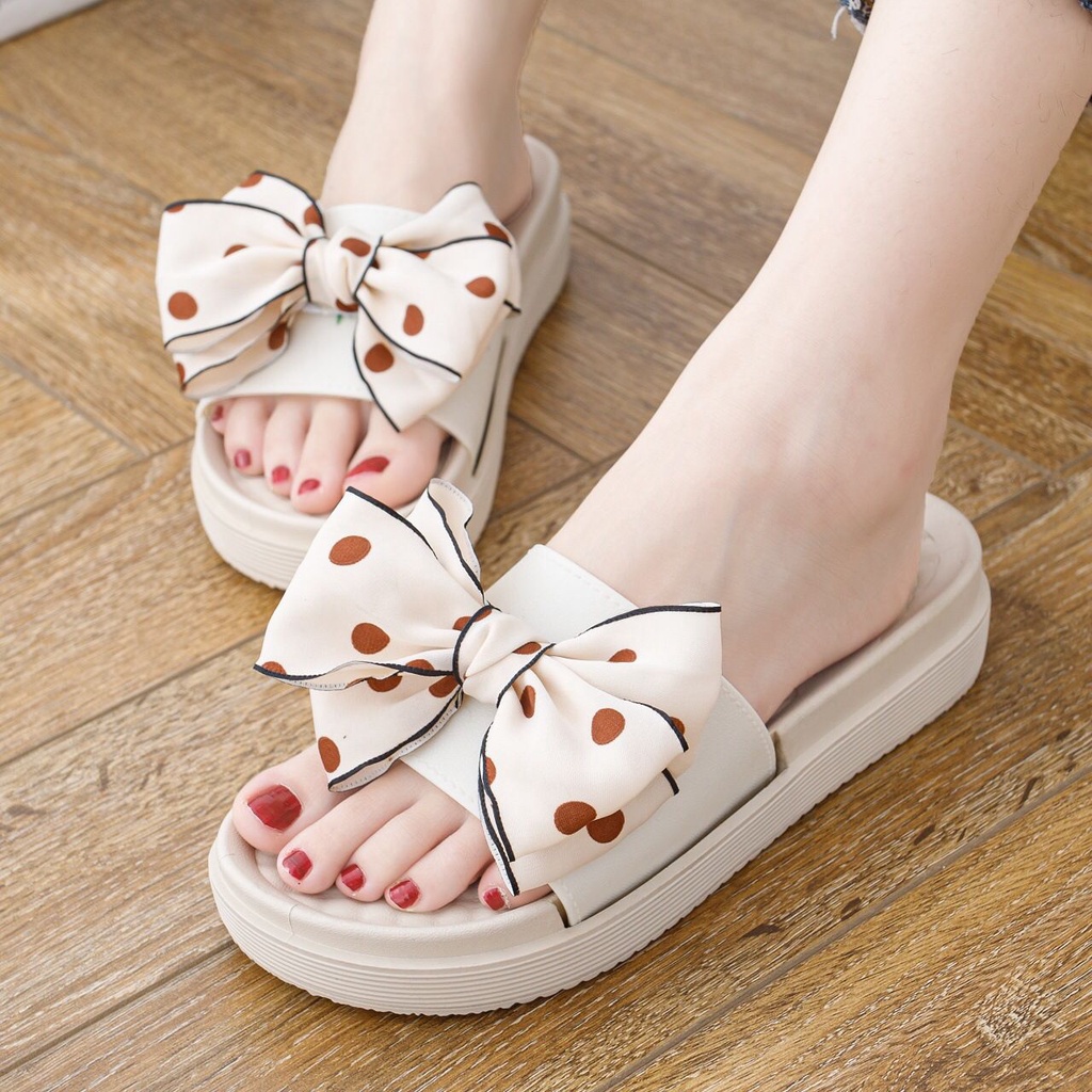 GROSIRTAS TG1612 Sandal Wedges Jelly Wanita Import Motif Pita Dot Nyaman Trendy