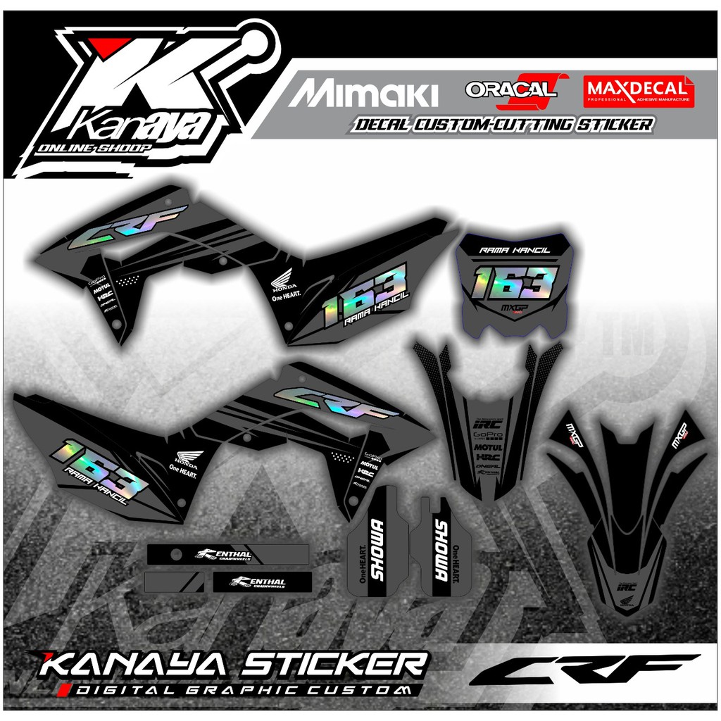 Decal Crf warna abu hitam Sticker Supermoto Klx / Gordon / BF150 / Yz / Dtracker Bisa Custom