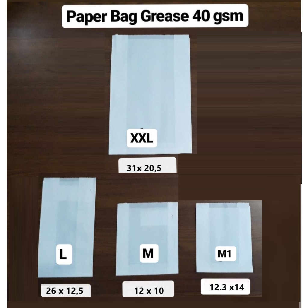 

Satchel paper bag bahan grease Putih dan Coklat isi 50 pcs