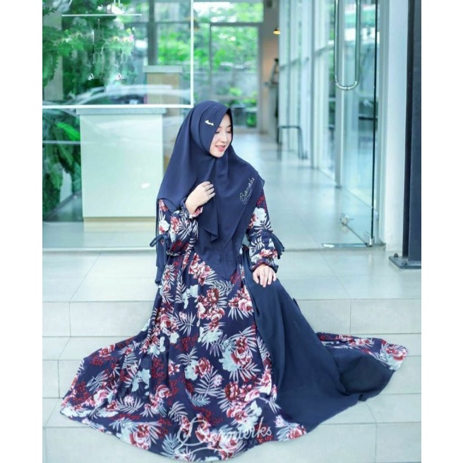 Gamis ceruty ORI BERMERKS Syar'i||Set full ceruty