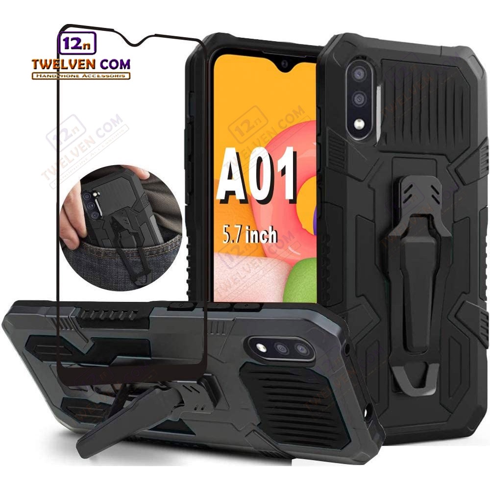 Case Shockproof Samsung A01 Armor Hardcase Stand Clip