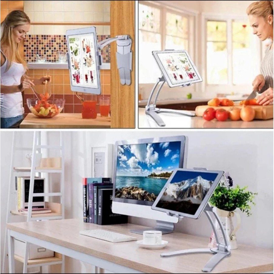 Holder 2 In 1 Kitchen Desktop Tablet Stand Wall Ipad Holder