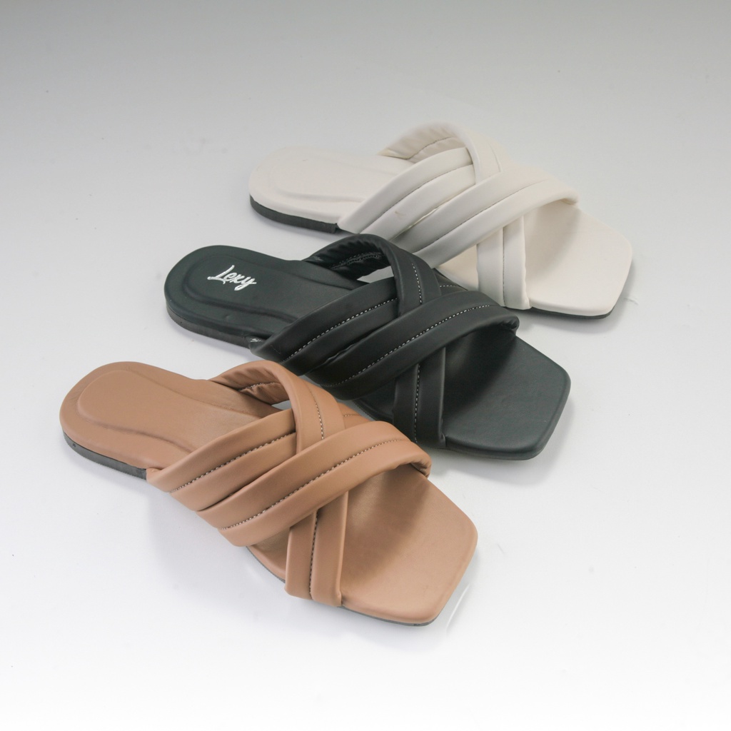 Lexy JISOO Sandal Wanita Flat Teplek
