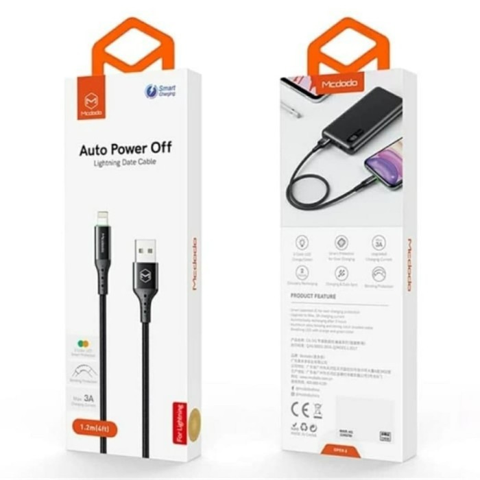Mcdodo Cable USB to Lightning iPhone 1.8M Auto Power Off Dual LED
