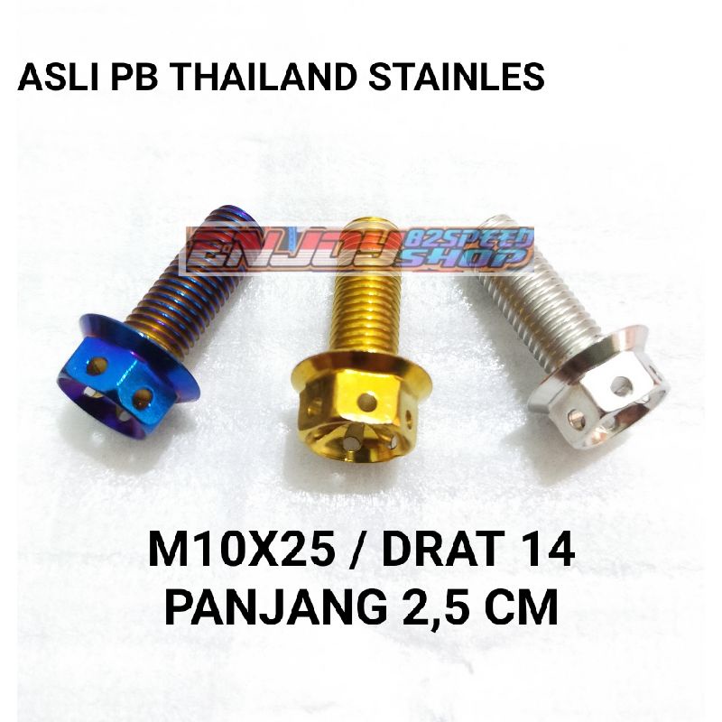 Baut Pb Probolt Thailand Flower M10 x 25 Drat 14 Panjang 2,5 Cm (harga satuan)