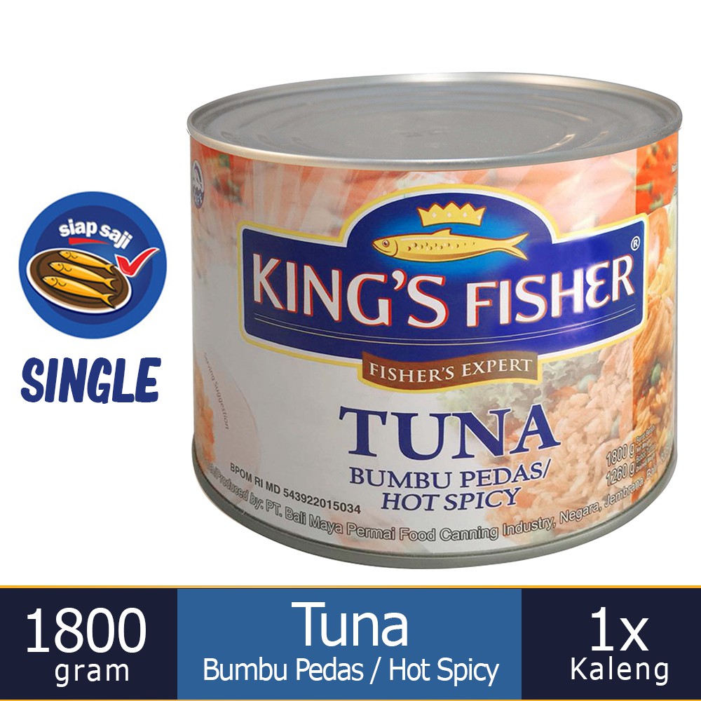 

MyHomey King's Fisher Tuna Hot Spicy 1800g Daging Tuna Makanan Kaleng