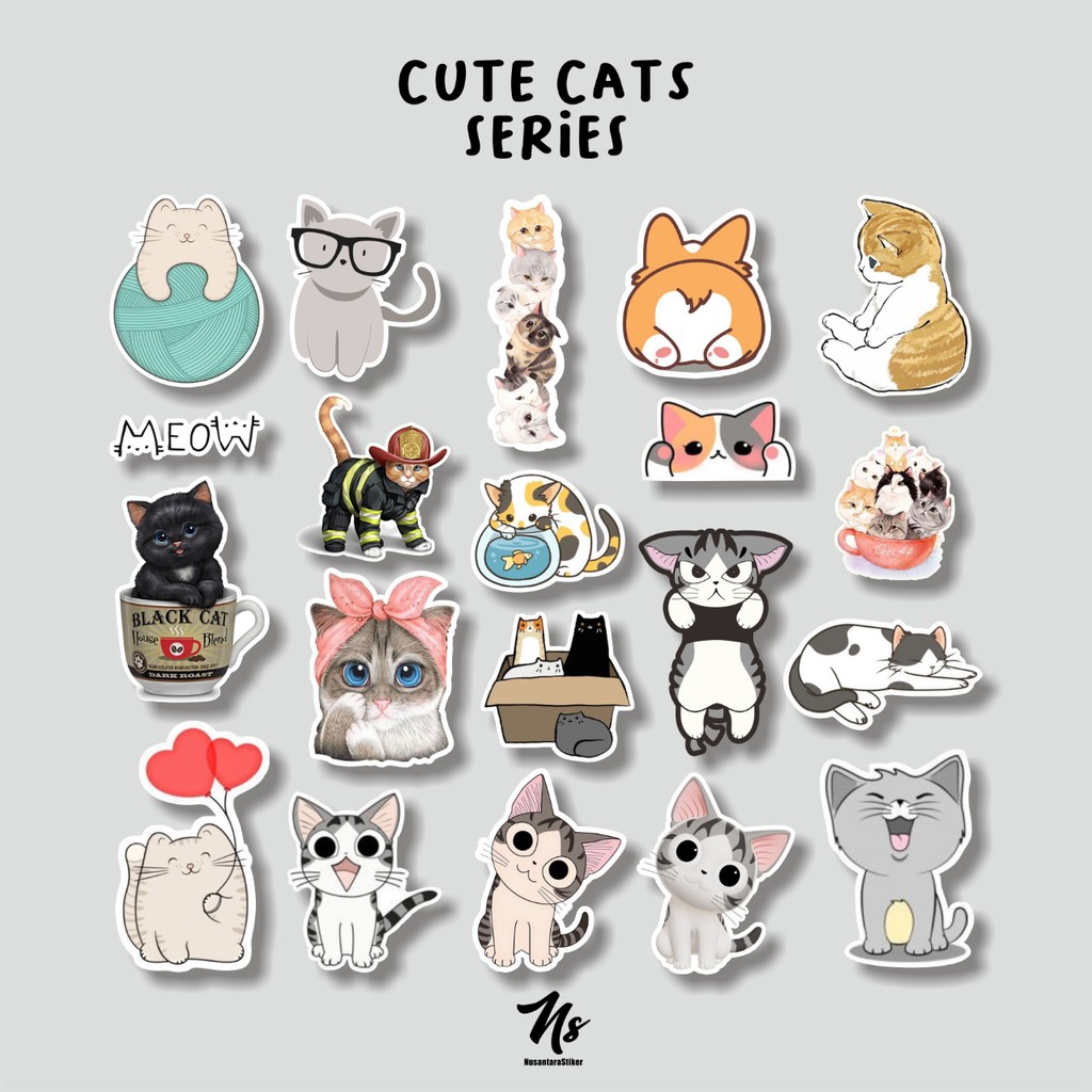 

STIKER AESTHETIC CUTE CAT SERIES STIKER WATERPROOFT CASE HANDPHONE BUJO DECO SKIN LAPTOP TUMBLR