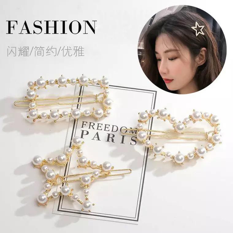 TJM JR155 Jepit Rambut Model Pita Geometri Bahan Alloy Gaya Korea Elegan Untuk Wanita