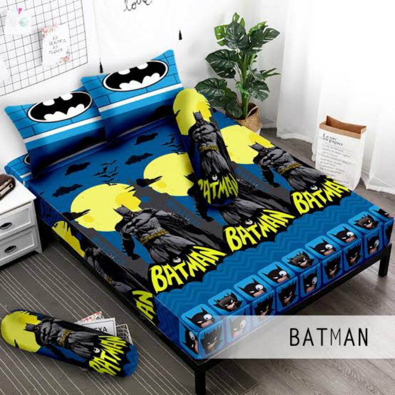Bahan Kain Sprei Meteran Karakter Batman Karakter Cowowk Katun Microtex Disperse Motif Batman