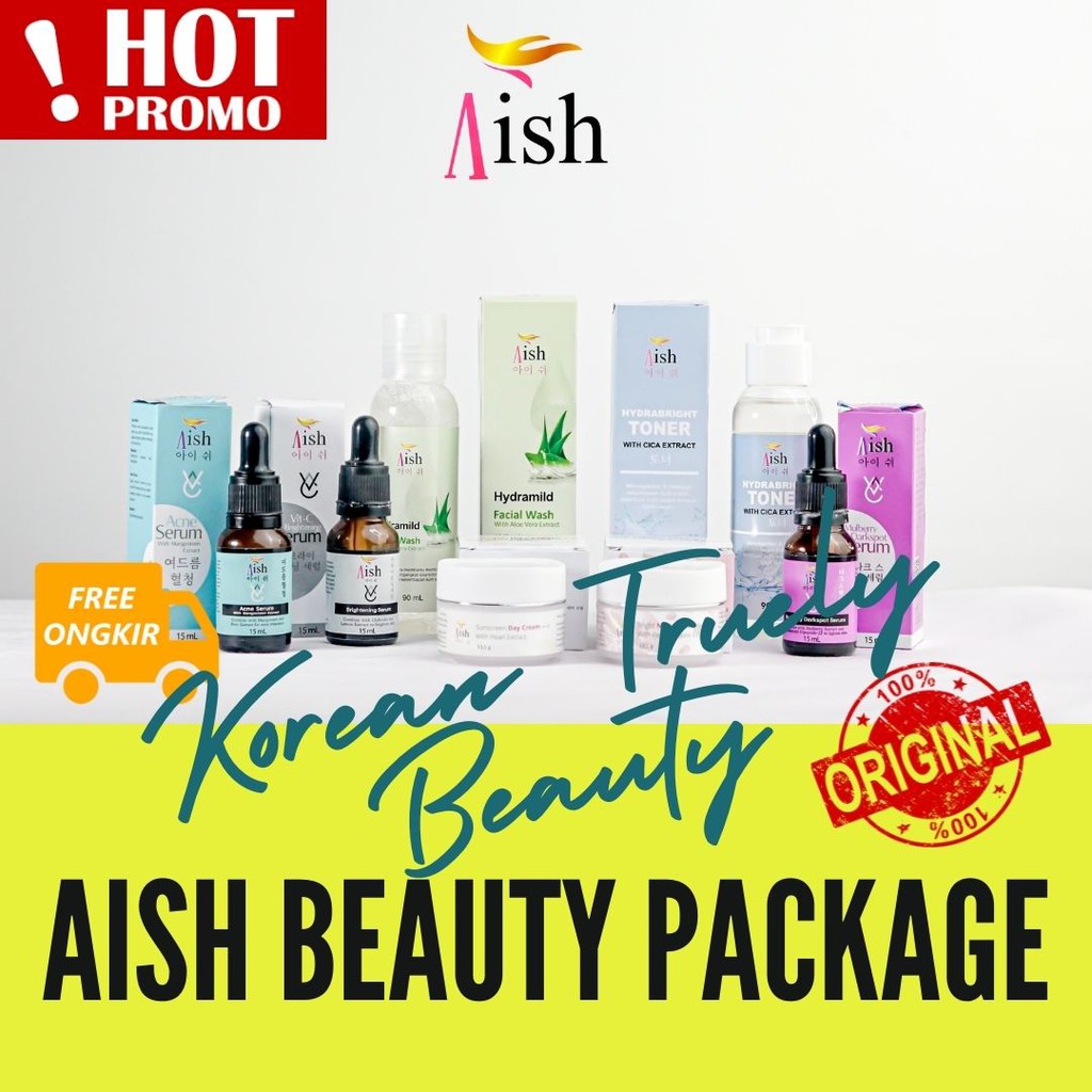 Aish Beauty Package | Paket Aish Beauty | Paket Ultimate Aish (Facial Wash, Toner, Serum, Day & Nigh