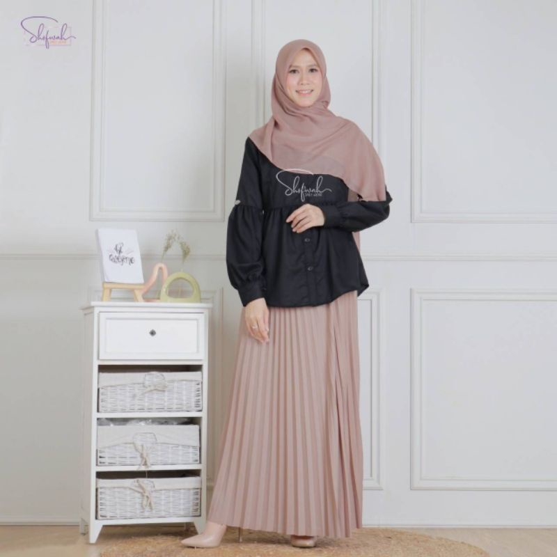 Pakaian atasan wanita Bianca blouse size M-L ori Shofwah busui bahan cotton phoebe import nyaman dip