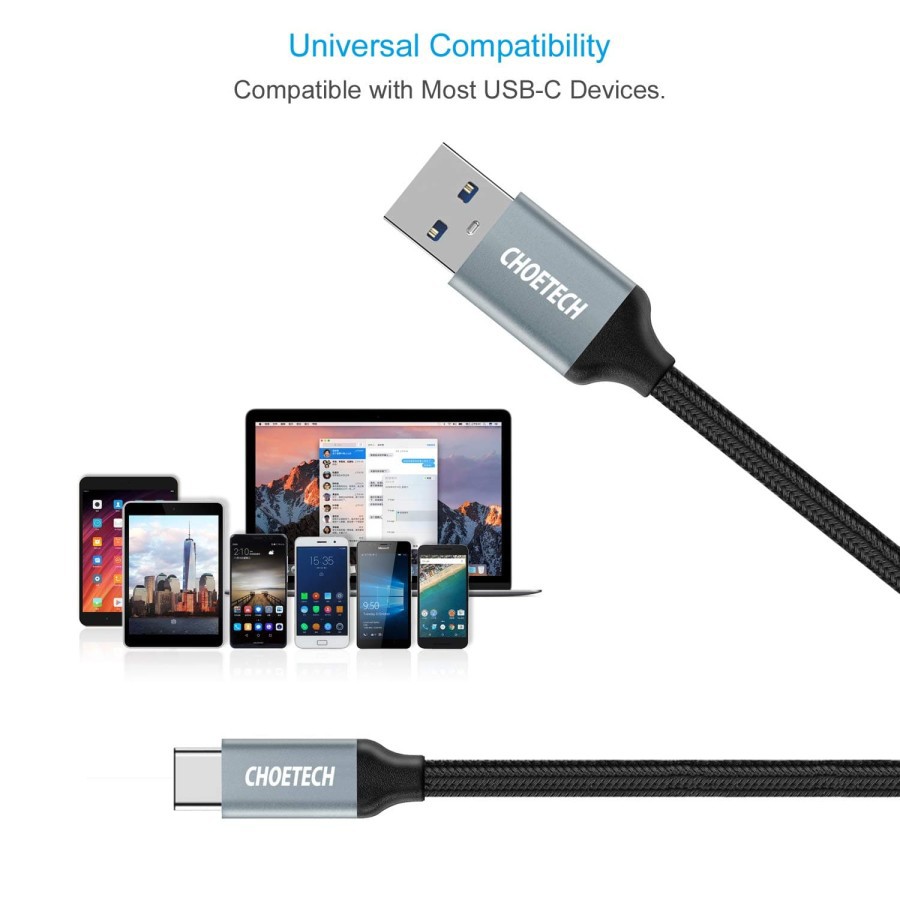 Cable usb 3.0 to type c choetech charge-Sync data 5Gbps 1m nylon fast charging ac0007