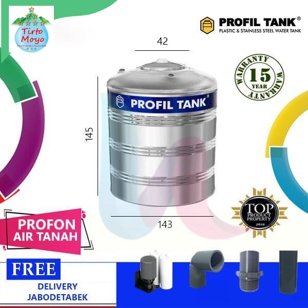 Tangki Air Stainless Profil Tank PS 2500 D PROFON Toren Tandon Air