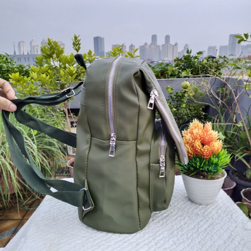 Tas ransel wanita 3ruan jahit jahit bahan nilon