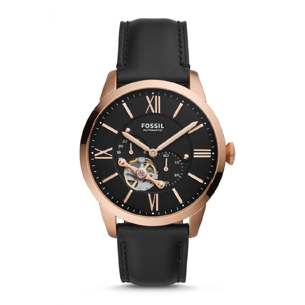 Fossil Townsman Automatic Black Leather Jam Tangan Pria [ME3170]