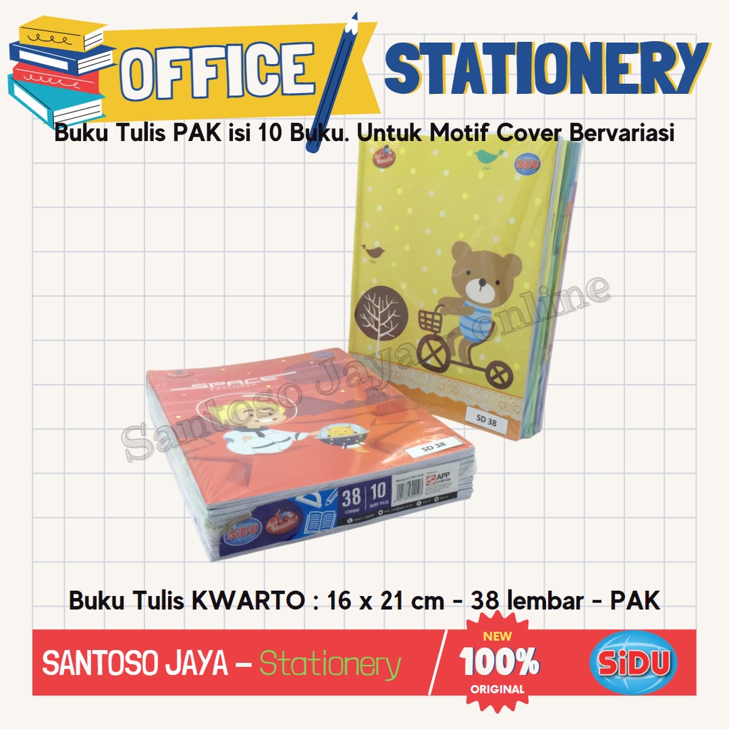 

Buku Tulis Kwarto SIDU 38 Lembar 16x21 cm PAK - 10 Buku