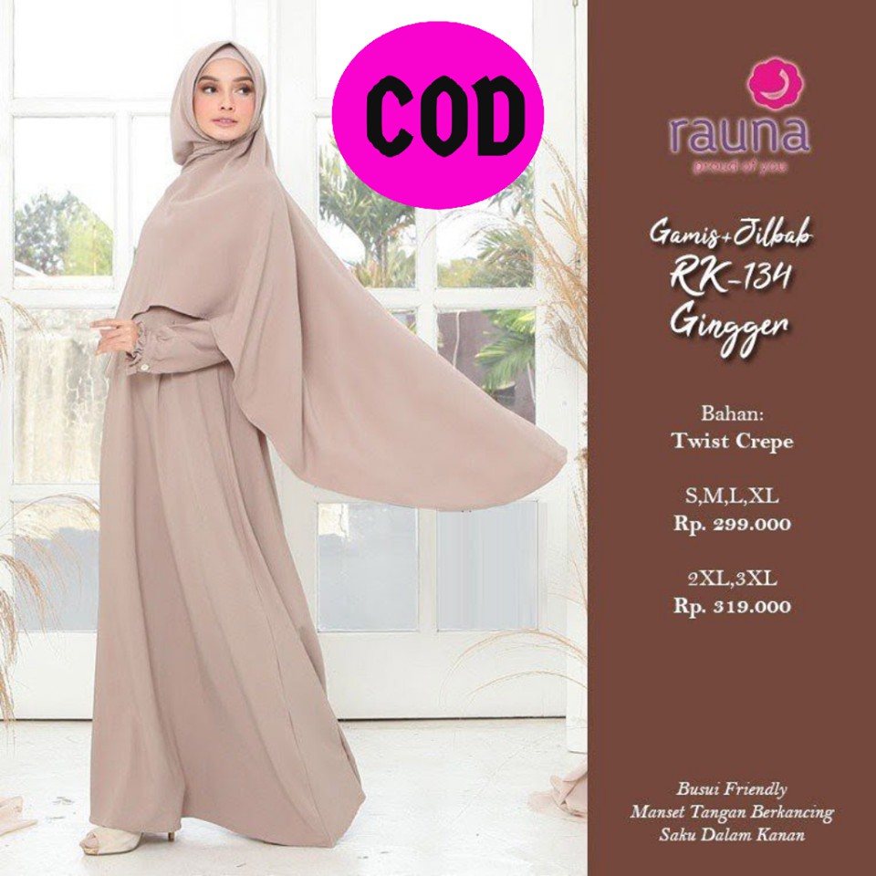 Dress Wanita Rauna Set Jilbab / RK - 134 / Fashion Muslim