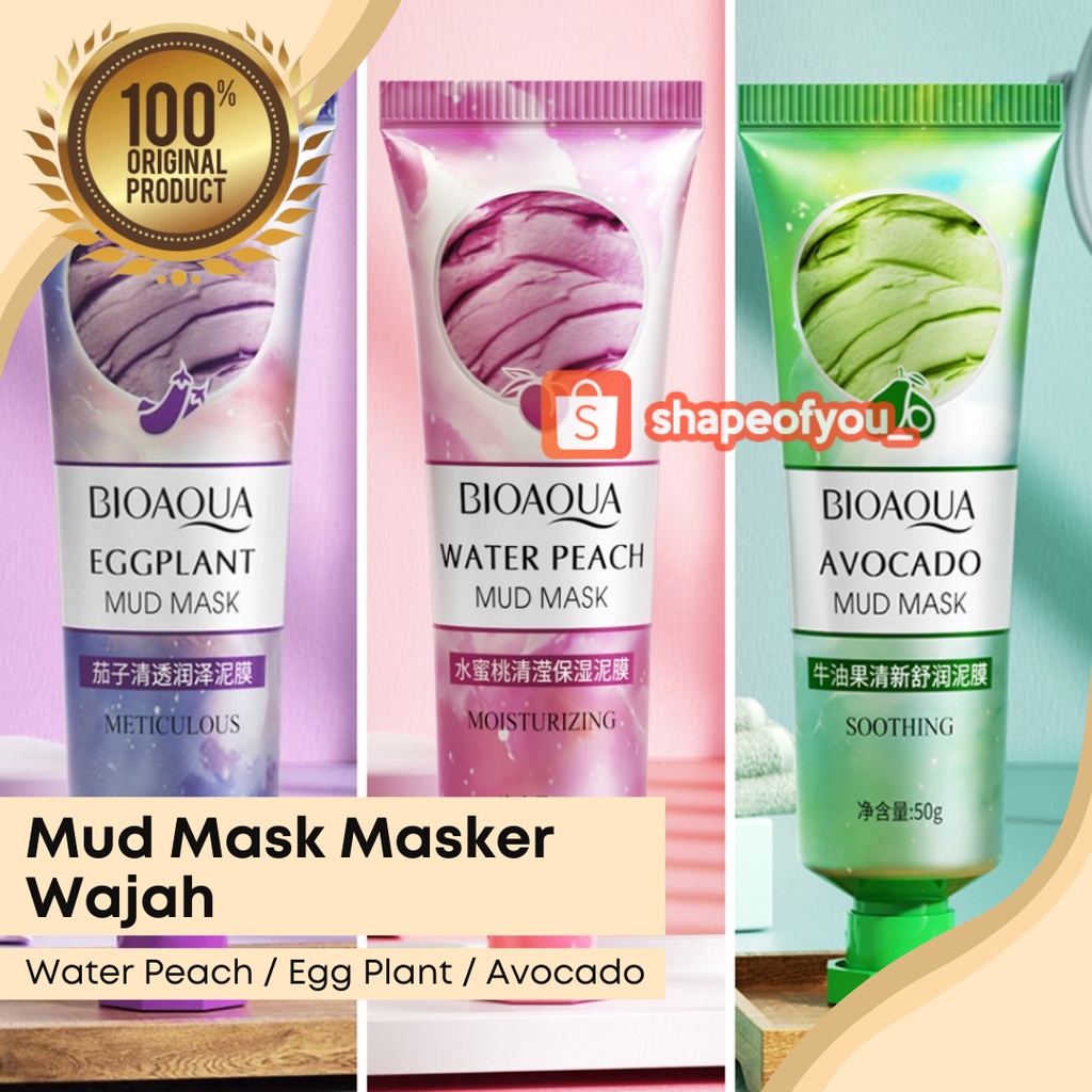 Mud Mask Masker Wajah Water Peach / Egg Plant / Avocado