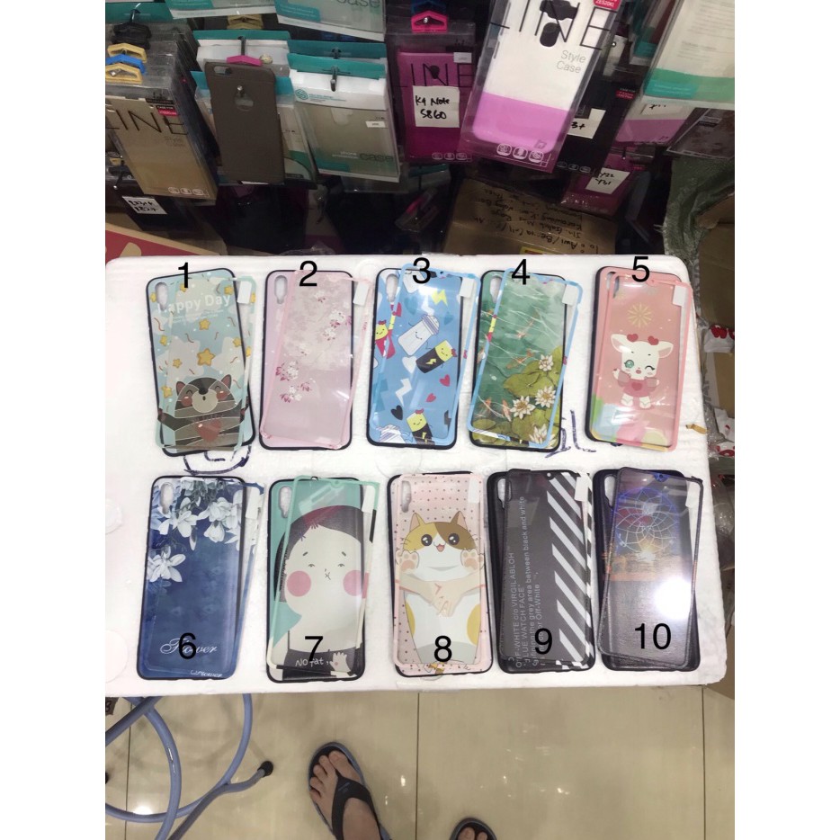 Softcase case + tempered glass korean wiriyeds happy vivo v11 pro