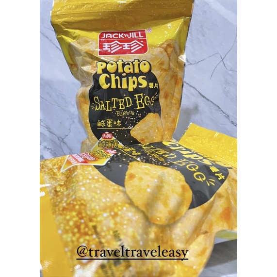 Jack n Jill Potato Chips Salted Egg Flavour Keripik Kentang Telur Asin 50gr Singapore Snack Import