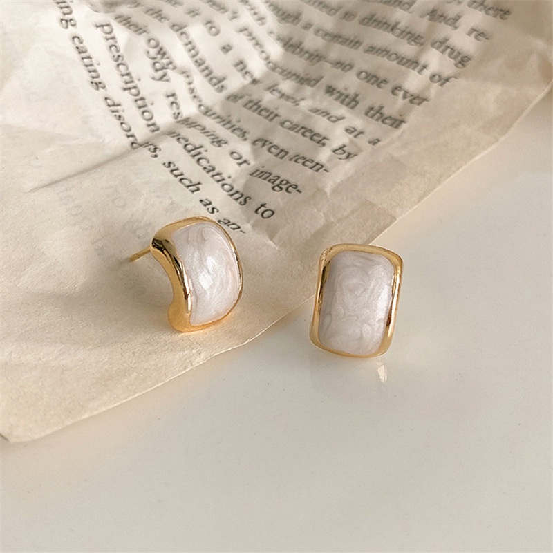 1 Pasang Anting Stud Bentuk Geometris Gaya Elegan Minimalis Untuk Wanita