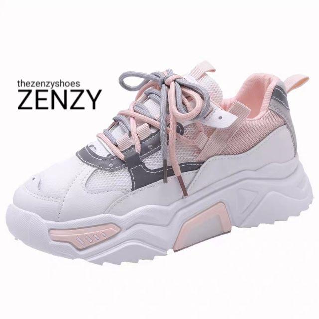 Zenzy Jennie Sneakers Korea Design - Sepatu Casual-PINK